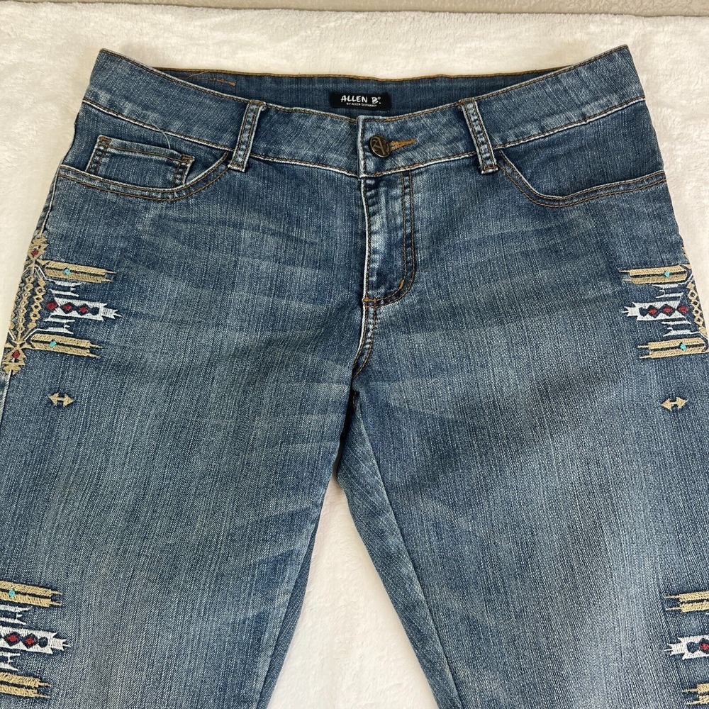 ABS Allen‎ Schwartz Jeans Womens 12 Blue Embroidered Aztec Navajo  Southwestern